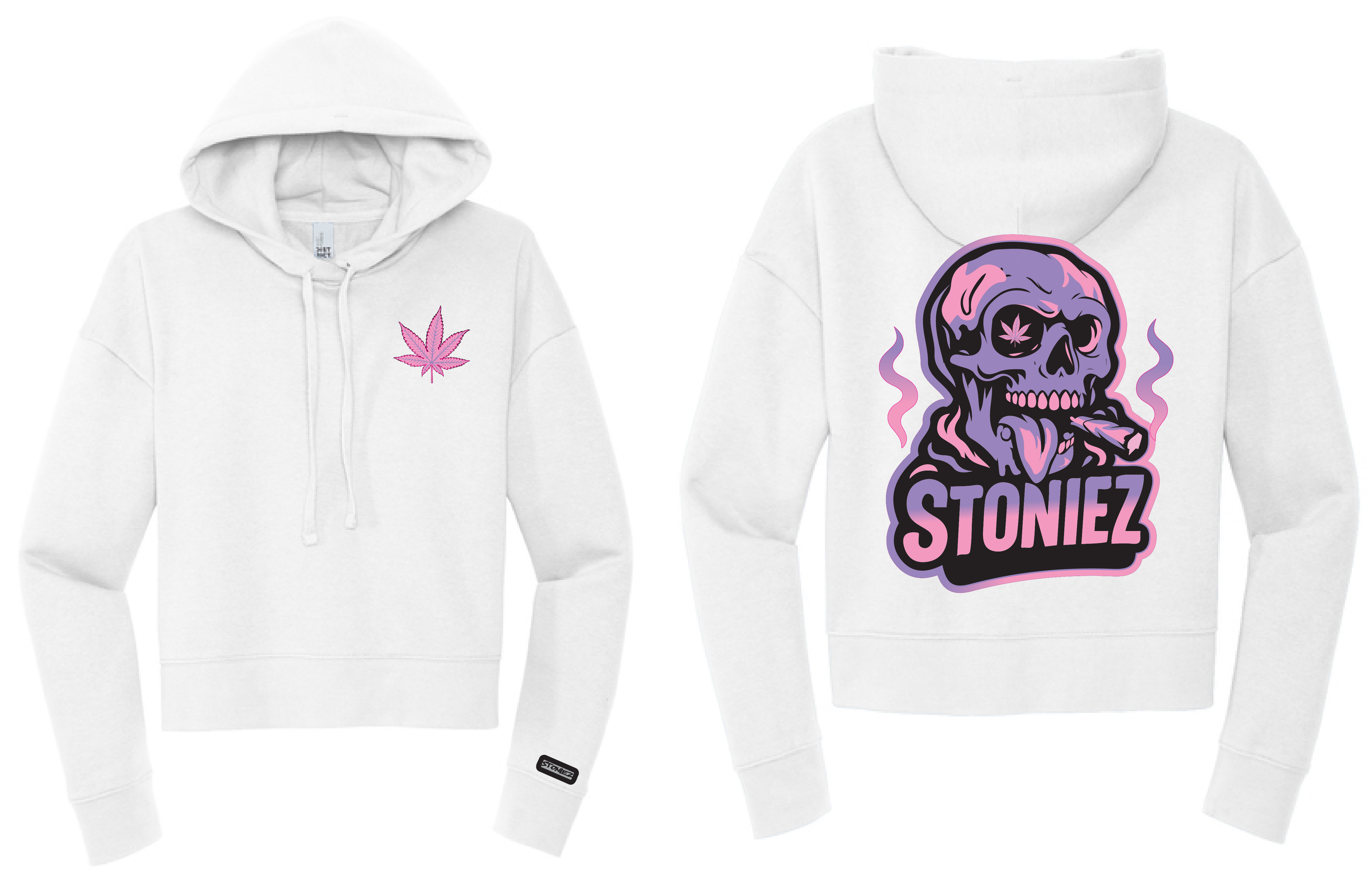 Stoniez Skull Hoodie — Pink Neon Edition (Women's Cropped Fit)